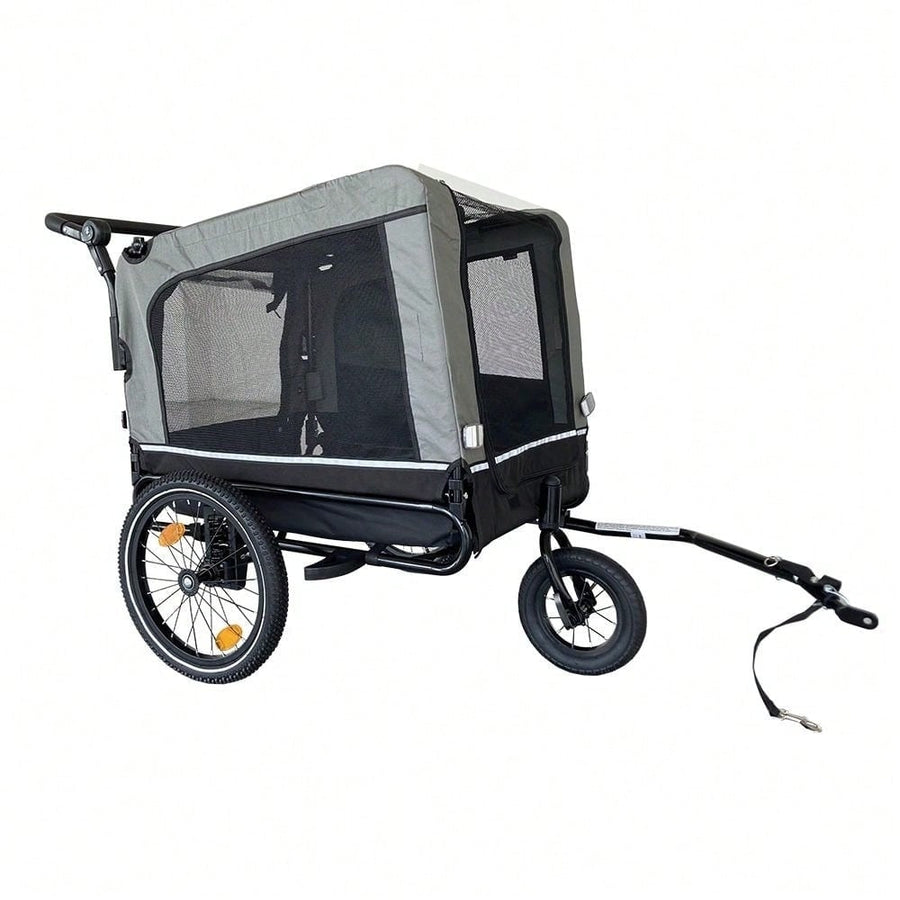 Elder Pet Stroller and Trailer for Medium to Large Dogs with Zippered Entrances and Mesh Doors Image 1