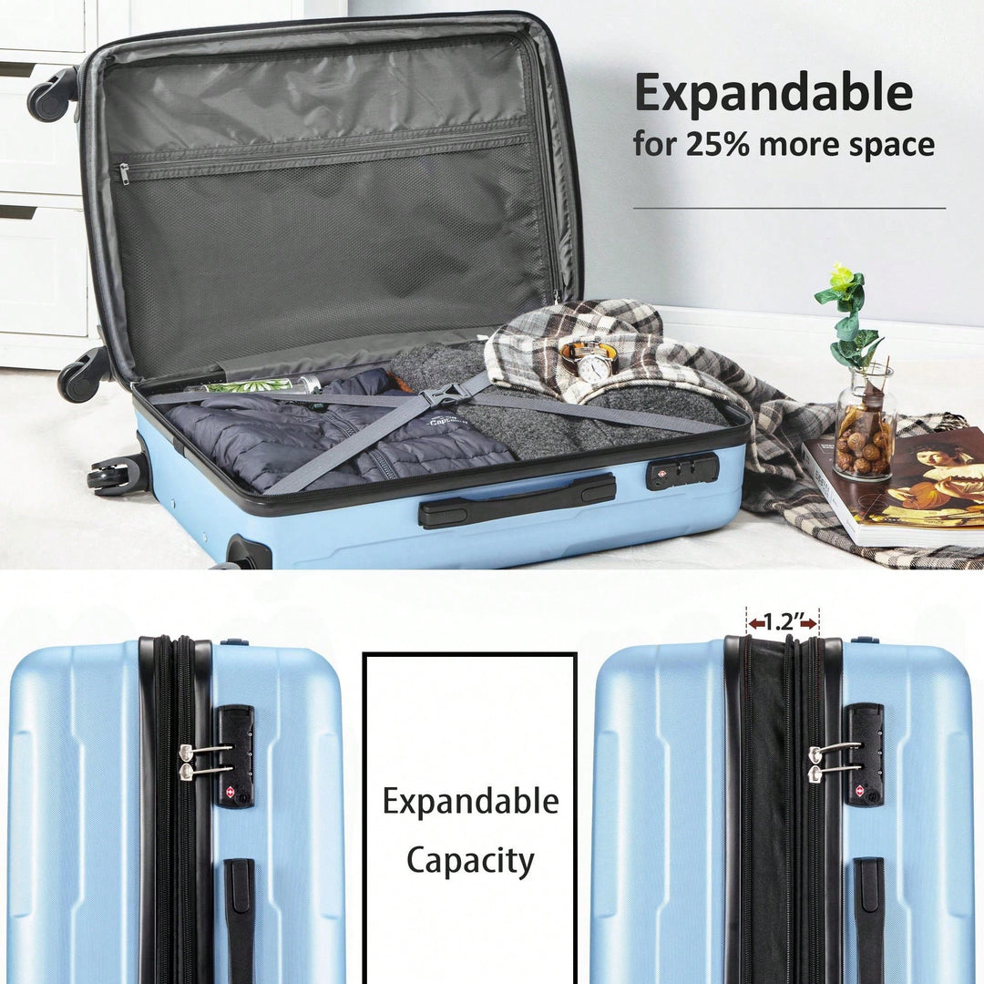 Expandable Lightweight 2-Piece Luggage Set With TSA Lock - Stylish 20" and 28" Travel Suitcases In Durable ABS Image 7