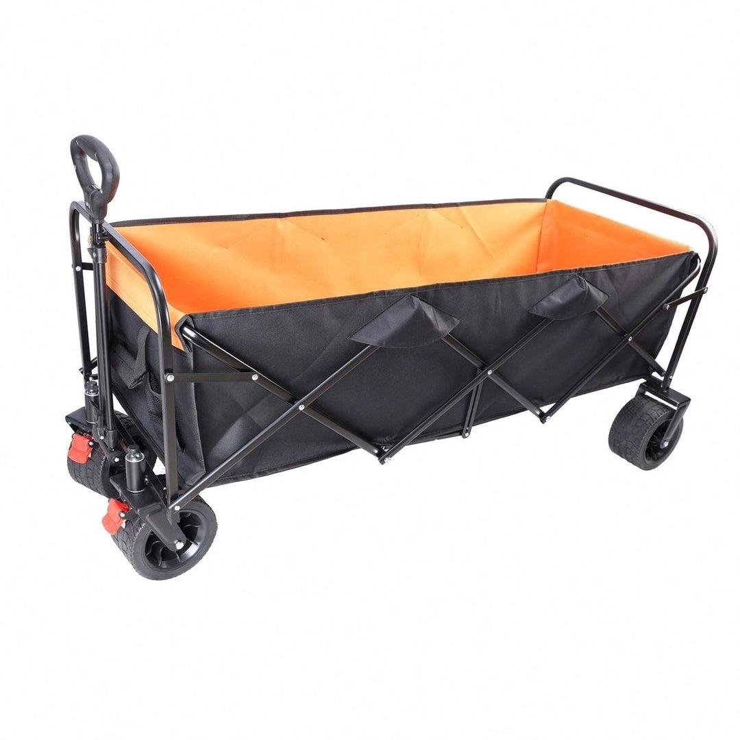 Extra Long Extender Wagon Cart, Folding Wagon Garden Shopping Beach Cart Image 2