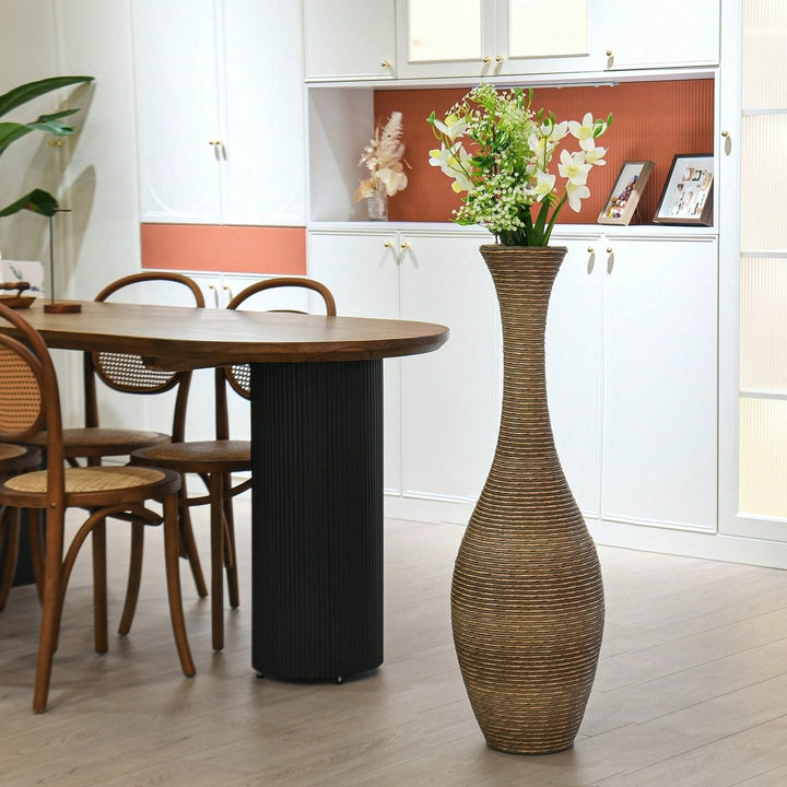 Elegant 39-Inch Beige Rattan Floor Vase for Living Room Entryway or Hallway Perfect for Dried or Silk Flowers Image 3