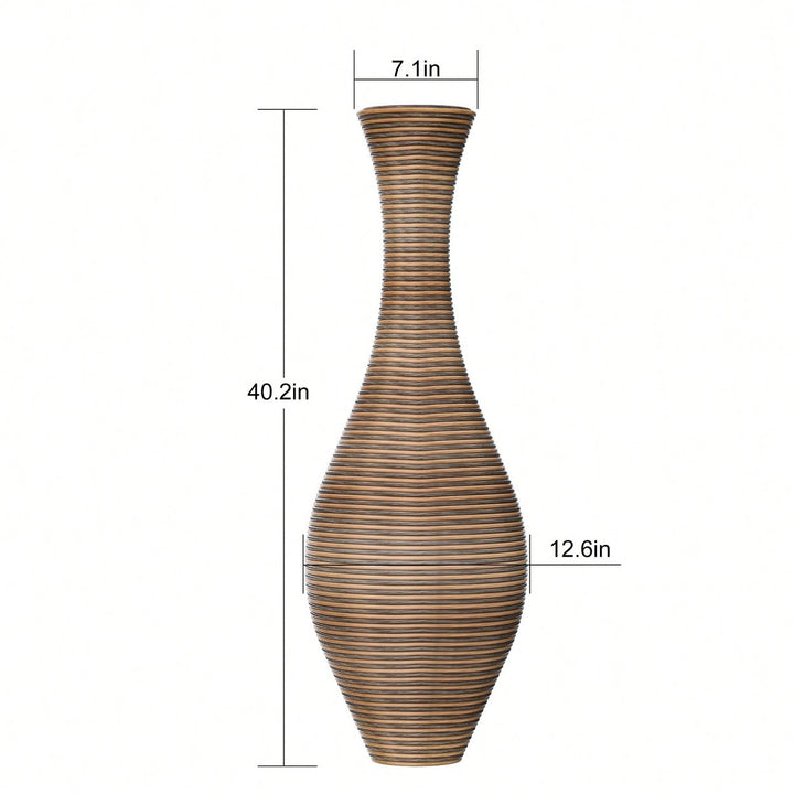 Elegant 39-Inch Beige Rattan Floor Vase for Living Room Entryway or Hallway Perfect for Dried or Silk Flowers Image 5