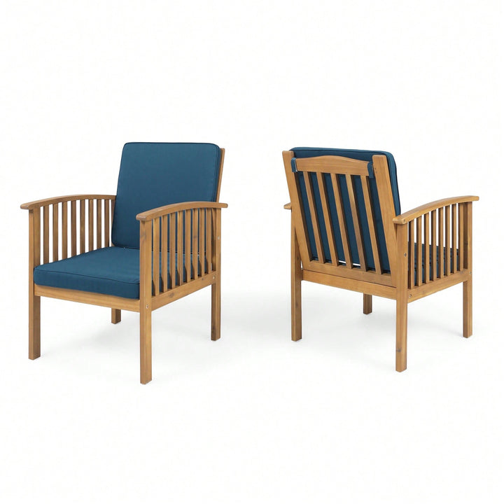 Elegant Acacia Wood Club Chairs  Set Of 2 For Stylish Indoor Or Outdoor Seating Image 1