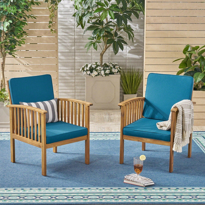 Elegant Acacia Wood Club Chairs  Set Of 2 For Stylish Indoor Or Outdoor Seating Image 3