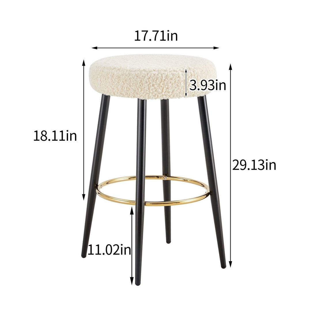 Counter Height Bar Stools Set of 2 PU Upholstered Kitchen Chairs 24 Inch with Gold Footrest for Home Bar and Balcony Image 5