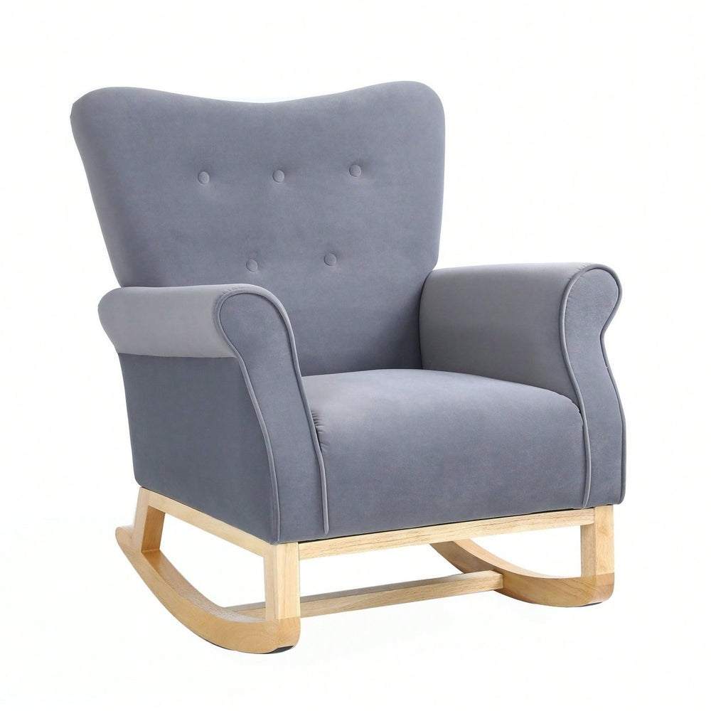 Contemporary Upholstered Rocking Chair for Nursery Playroom Bedroom Kids Accent Chair Image 2