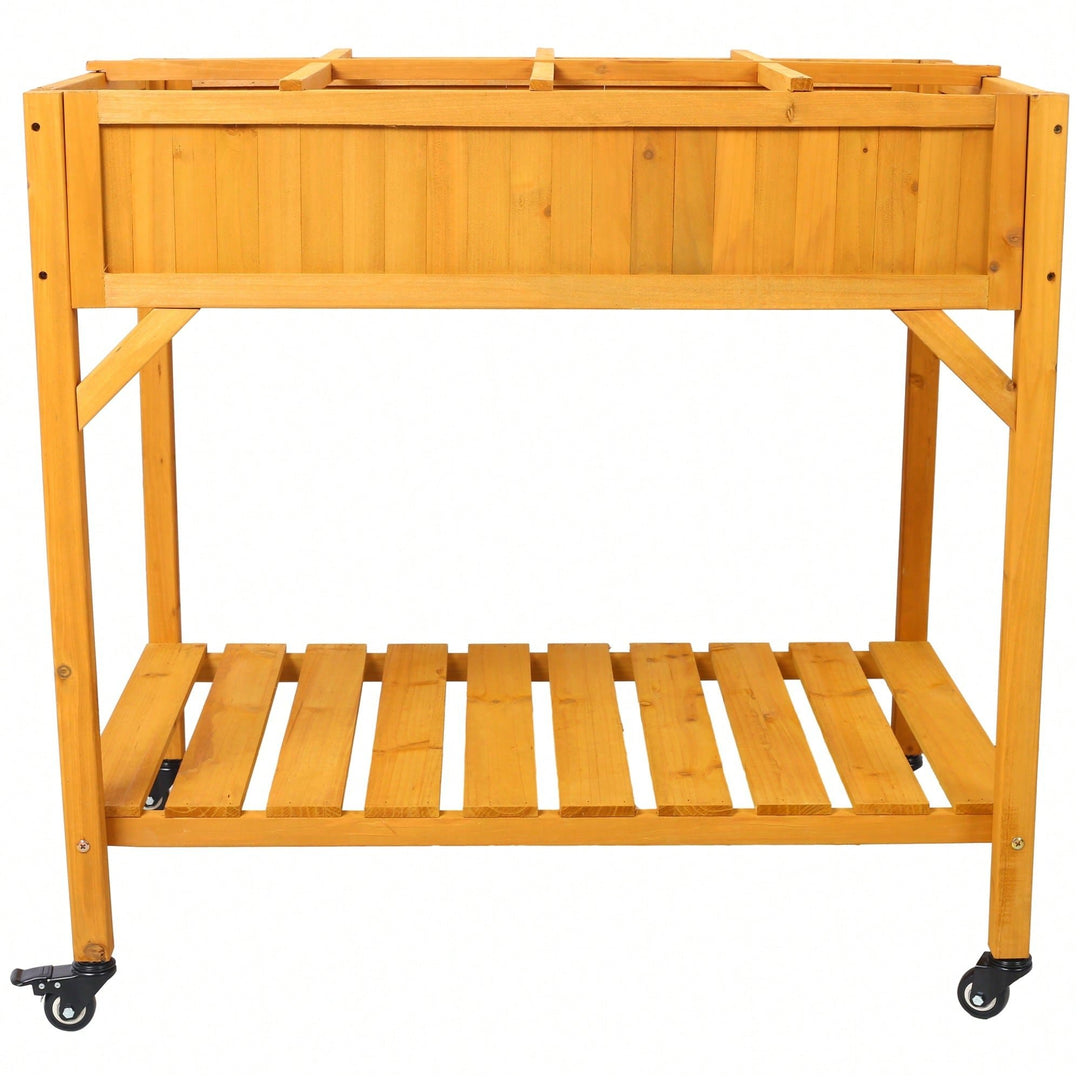 Customizable 8-Pocket Raised Garden Bed on Wheels with Storage Shelf for Herbs Vegetables and Flowers Image 10