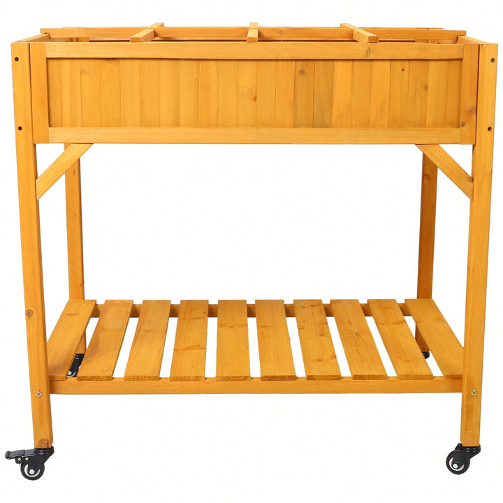 Customizable 8-Pocket Raised Garden Bed on Wheels with Storage Shelf for Herbs Vegetables and Flowers Image 10