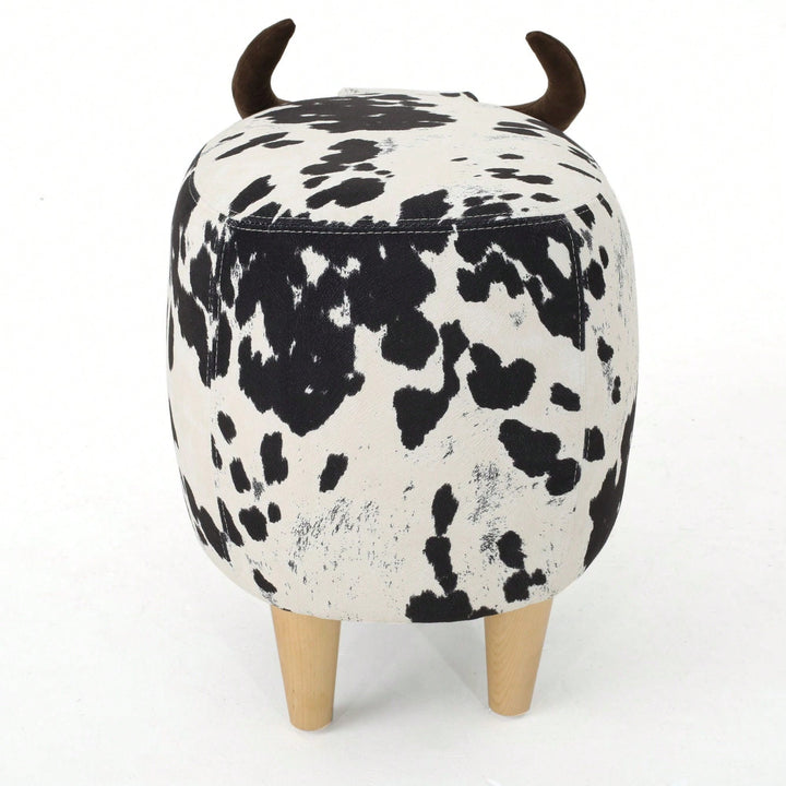 Cute Cow-Shaped Velvet Ottoman For Kids Plush Foot Stool Ideal For Living Room Bedroom Nursery Playroom And Porch Image 5