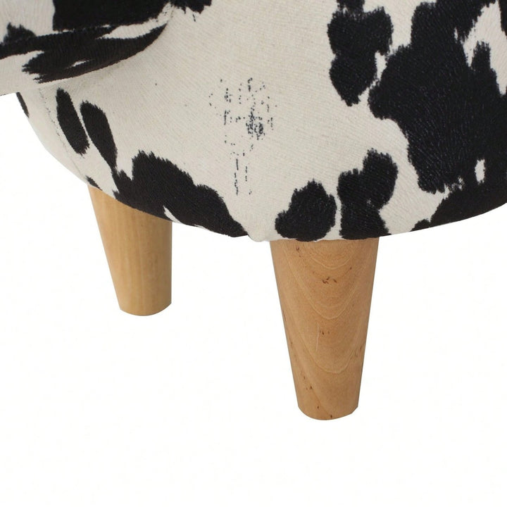 Cute Cow-Shaped Velvet Ottoman For Kids Plush Foot Stool Ideal For Living Room Bedroom Nursery Playroom And Porch Image 11