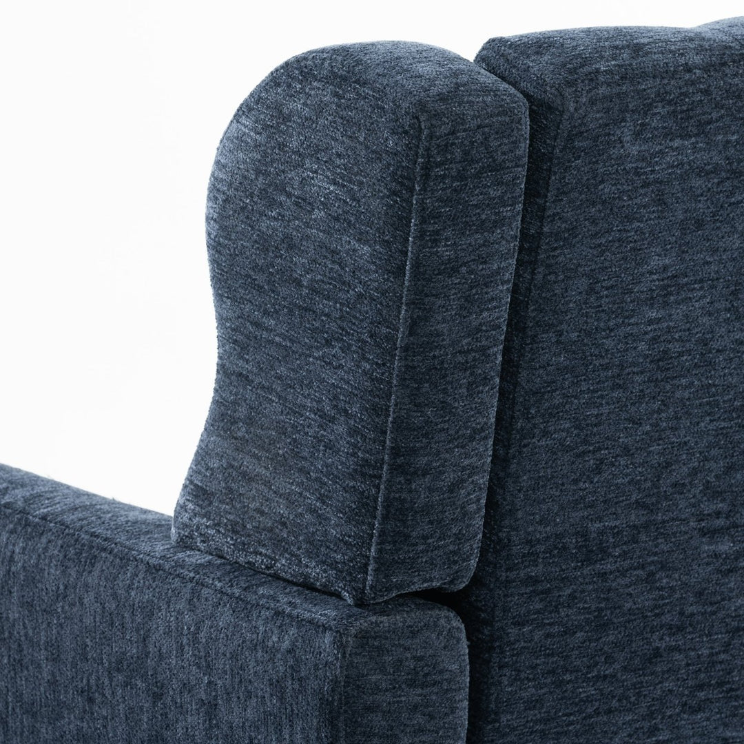 Dark Blue Chenille Accent Chair for Small Spaces Upholstered Modern Armchair with Pillow and Solid Wood Legs Image 12