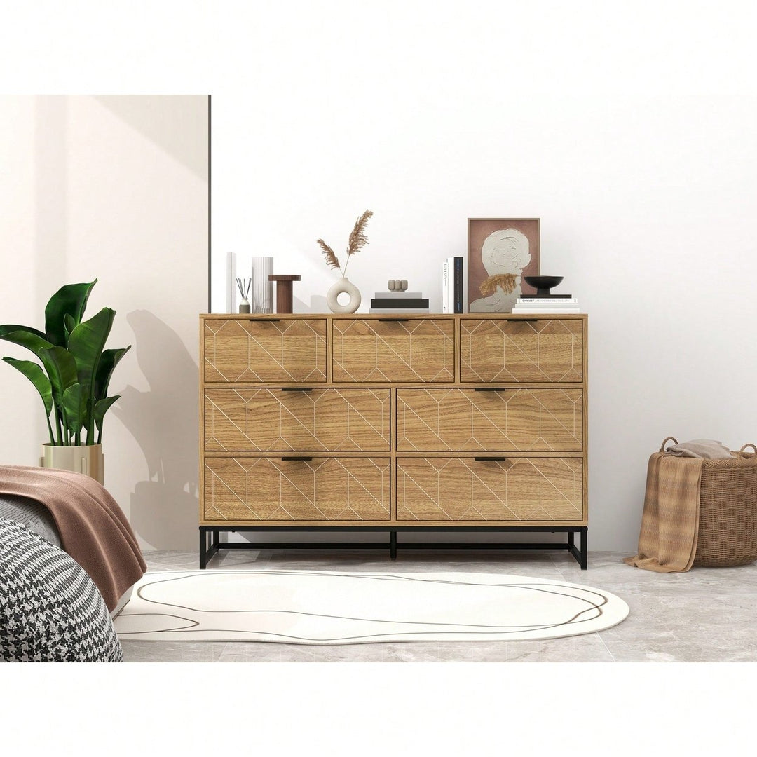 Elegant Walnut Finish 7 Drawer Wooden Dresser Storage Cabinet For Bedroom Organization Image 10