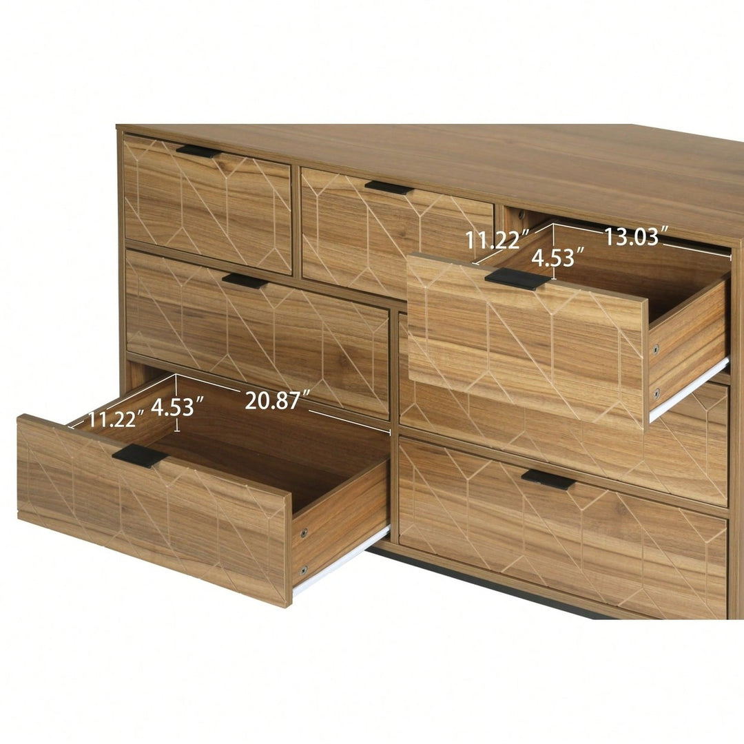 Elegant Walnut Finish 7 Drawer Wooden Dresser Storage Cabinet For Bedroom Organization Image 11