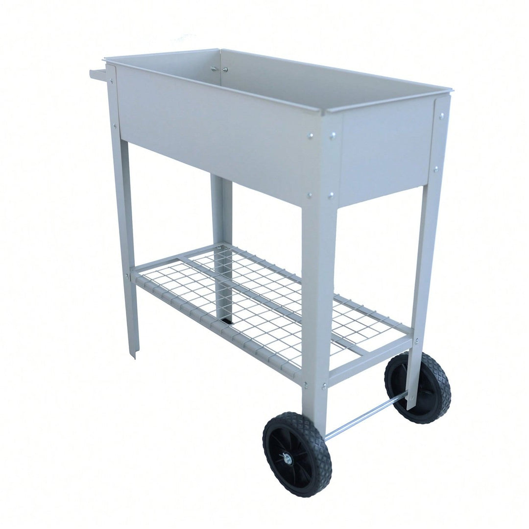 Elevated Metal Garden Bed Cart With Wheels For Easy Indoor Outdoor Planting - Ergonomic Design For Vegetables Herbs And Image 2