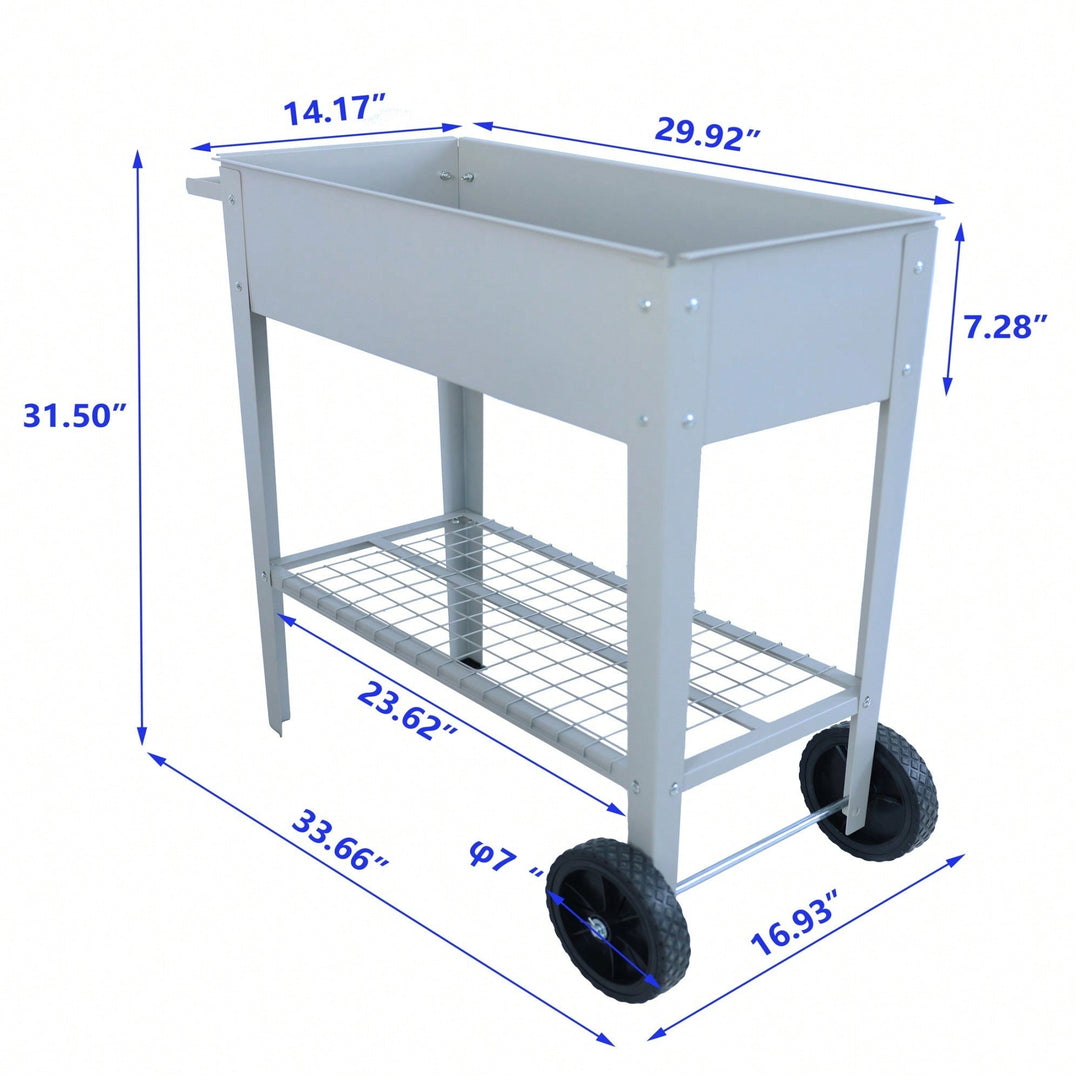 Elevated Metal Garden Bed Cart With Wheels For Easy Indoor Outdoor Planting - Ergonomic Design For Vegetables Herbs And Image 5