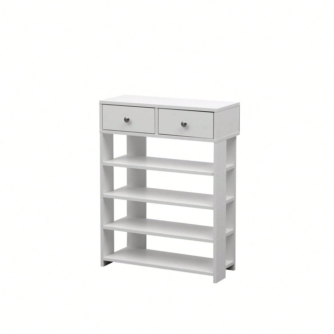 Entryway Shoe Rack With Drawers And Hooks Image 1