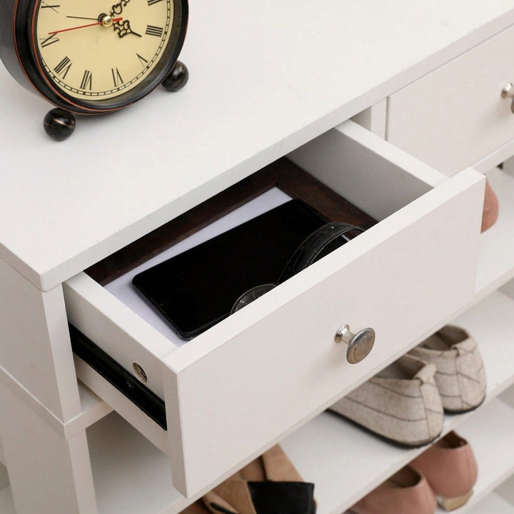 Entryway Shoe Rack With Drawers And Hooks Image 5