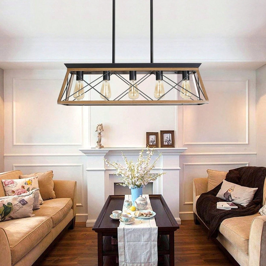 Farmhouse Chandeliers With 5 Bulbs For Dining Room Image 3