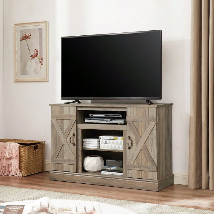 Farmhouse-Inspired Retro TV Stand For TVs Up To 50"  Classic Antique Entertainment Center With Open And Closed Storage Image 6