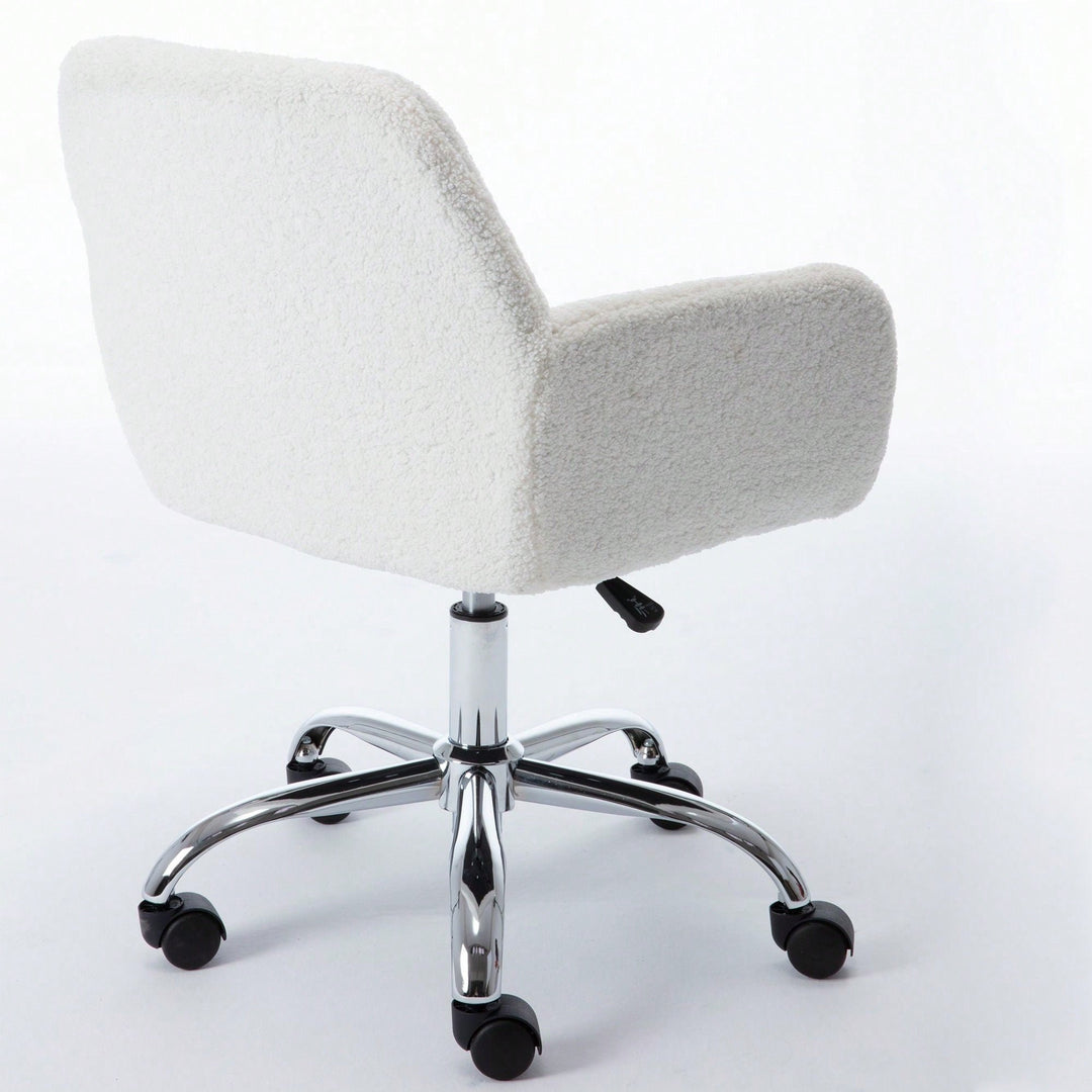 Faux faux Home Office Chair,Fluffy Fuzzy Comfortable Makeup Vanity Chair ,Swivel Desk Chair Height Adjustable Dressing Image 3