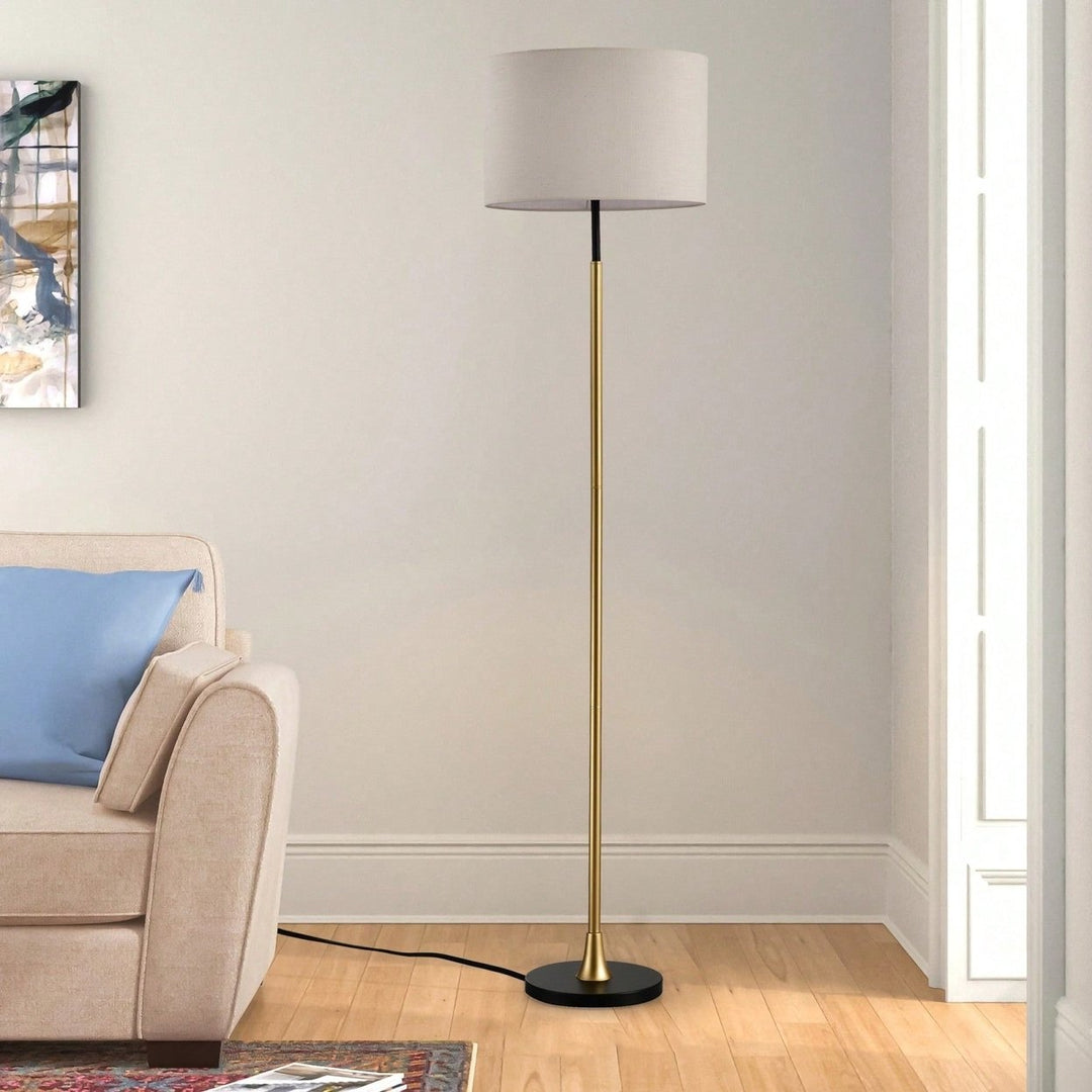 Floor Lamp For Living Room With Beige Lampshade, Standing Lamp Tall Industrial Floor Lamp Reading For Bedroom, Office Image 2