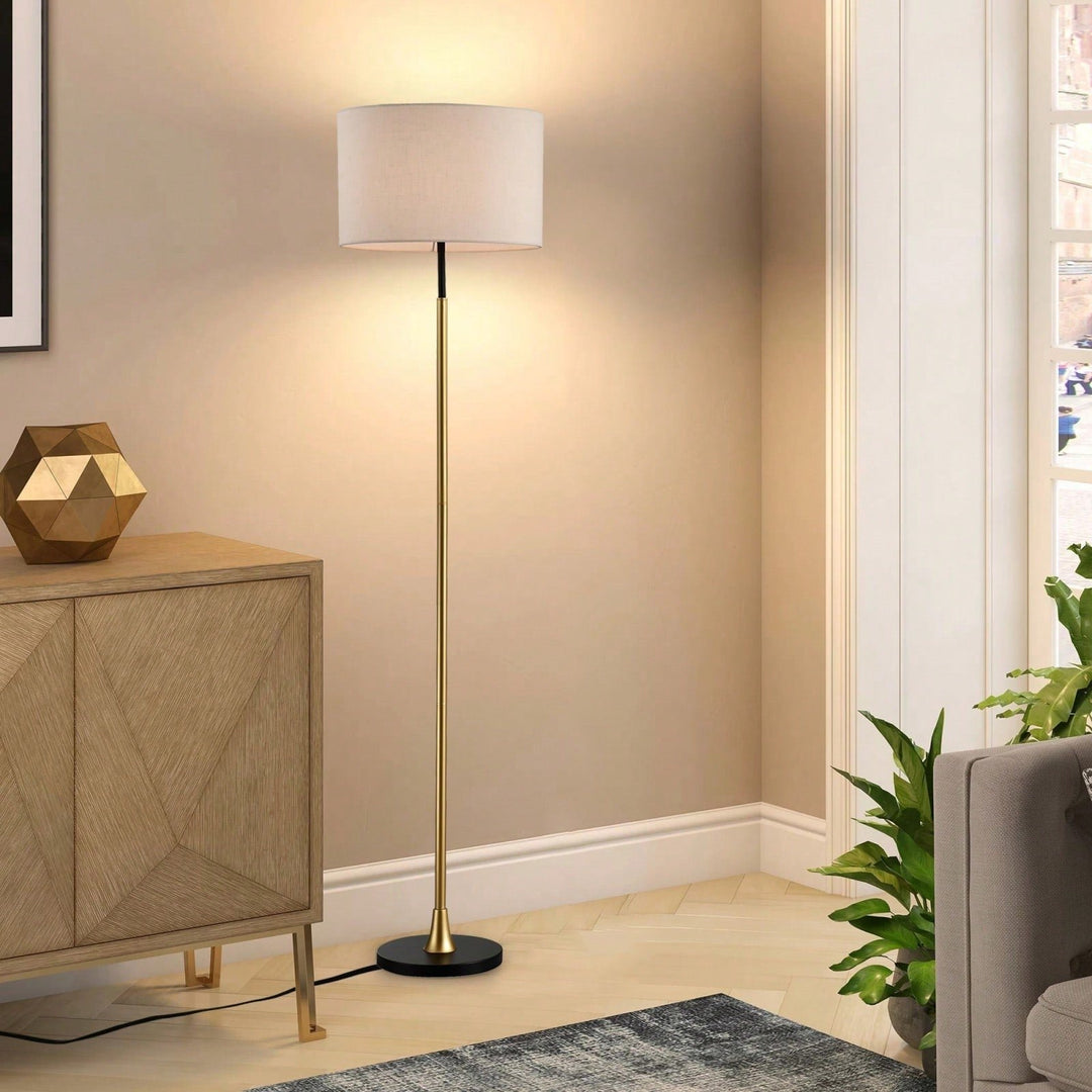 Floor Lamp For Living Room With Beige Lampshade, Standing Lamp Tall Industrial Floor Lamp Reading For Bedroom, Office Image 5