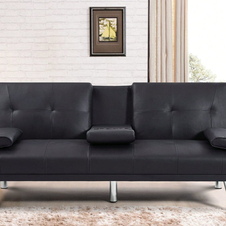 Foldable Sofa Bed With Cup Holder Lie Function Sofa Sofa With Coffee Table Two Seat Sofa Three Person Sofa 66 Inch Sofa Image 6