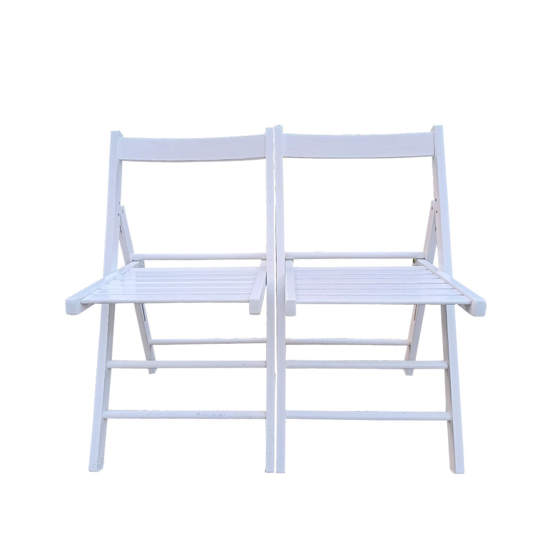 Folding Chair - Space-Saving Design, Lightweight and Portable, Comfort Seating for Indoor/Outdoor Use, White - Set of 2 Image 3