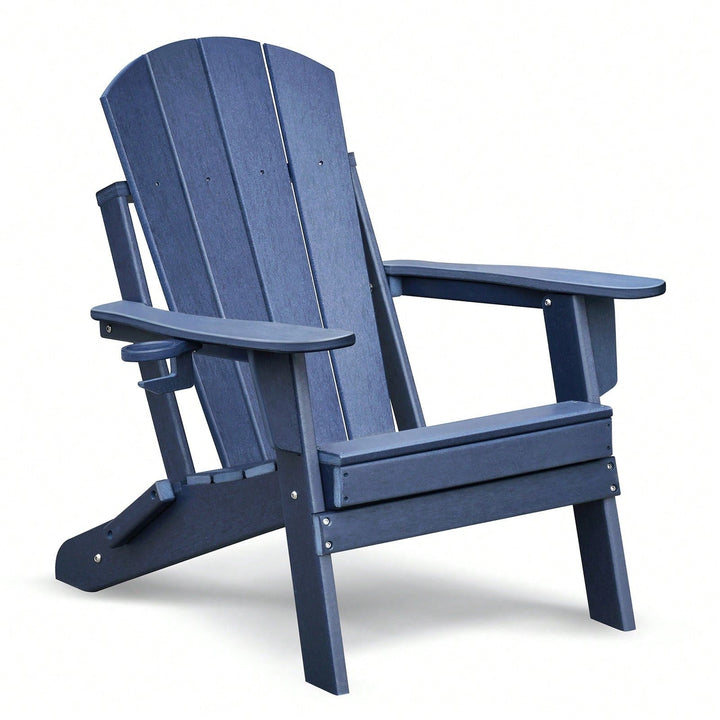 Folding Outdoor Adirondack Chair For Relaxing, HDPE All-Weather Fire Pit Chair, Patio Lawn Chair For Outside Deck Garden Image 1