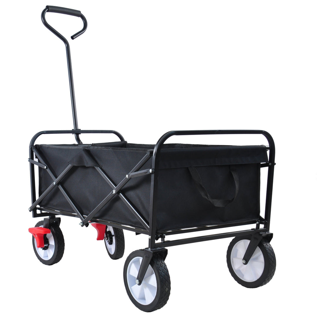 Folding Garden Wagon Cart for Shopping, Beach and Outdoor Use - Lightweight Portable Collapsible Cart (Black) Image 4