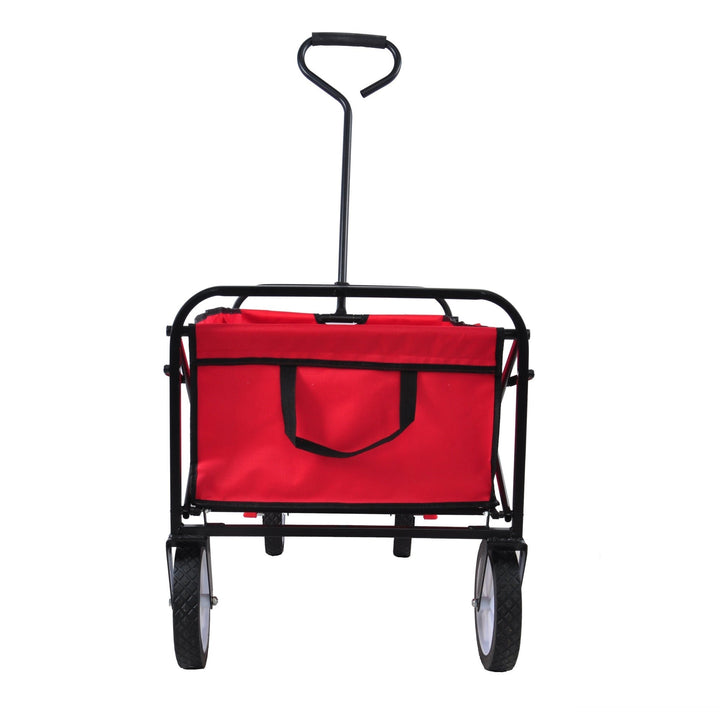 Folding Garden Beach Cart - Lightweight Portable Shopping Wagon with Big Wheels for Easy Transport (Red) Image 7