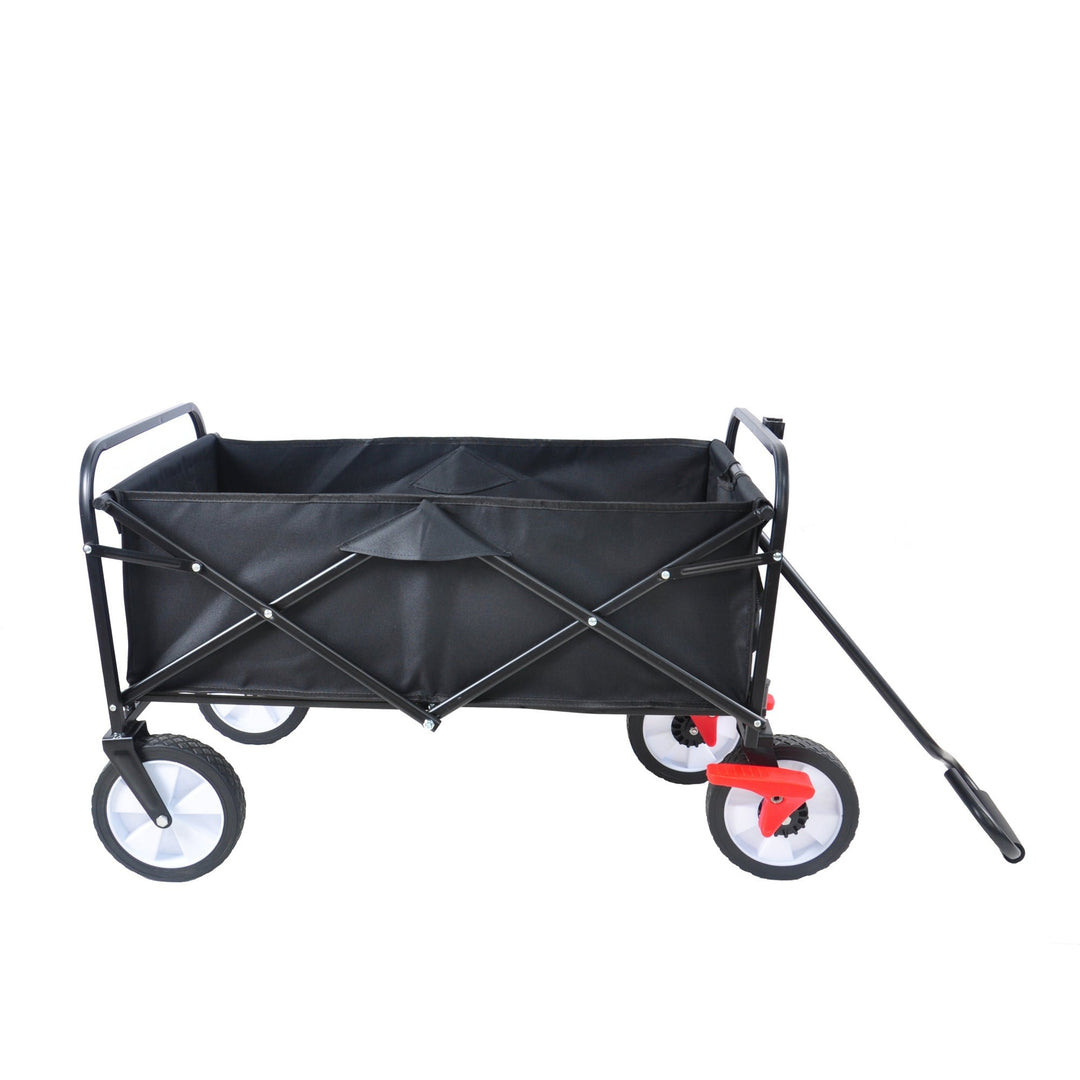 Folding Garden Wagon Cart for Shopping, Beach and Outdoor Use - Lightweight Portable Collapsible Cart (Black) Image 5