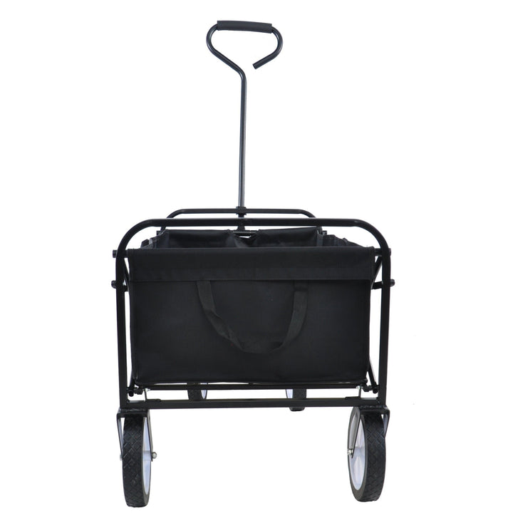 Folding Garden Wagon Cart for Shopping, Beach and Outdoor Use - Lightweight Portable Collapsible Cart (Black) Image 8