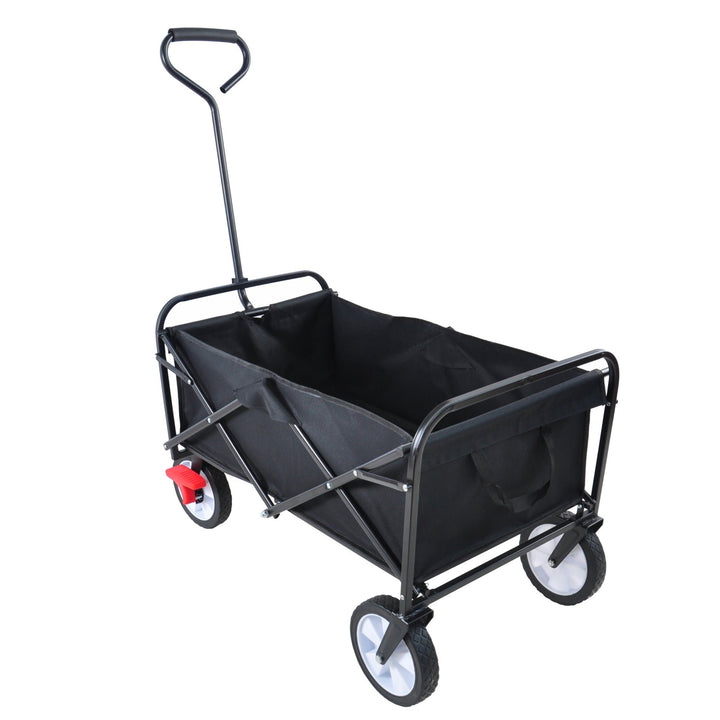 Folding Garden Wagon Cart for Shopping, Beach and Outdoor Use - Lightweight Portable Collapsible Cart (Black) Image 9