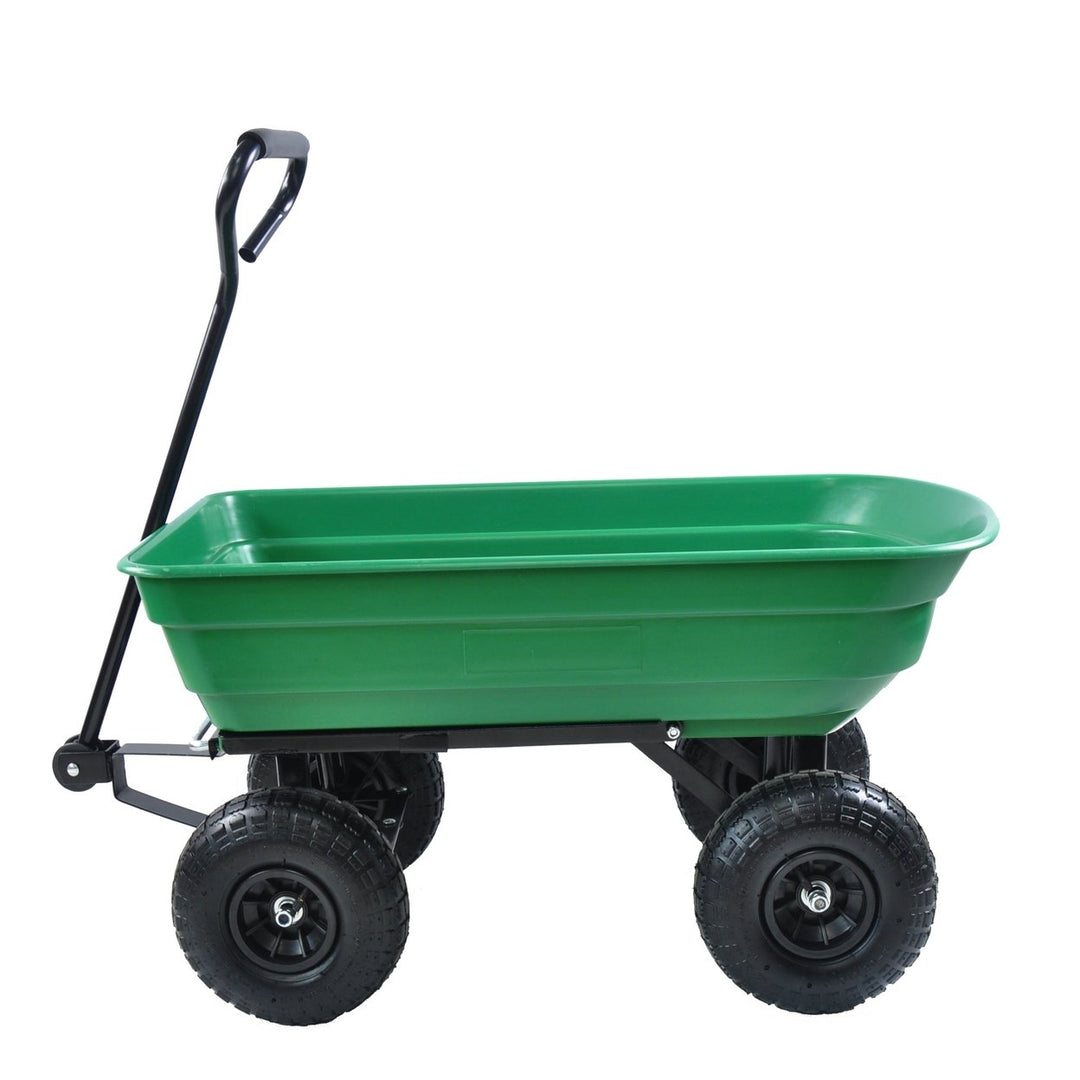 Folding Poly Garden Dump Truck  10 Pneumatic Tires, 300 lb Capacity, 75L Steel Frame Utility Cart Image 2