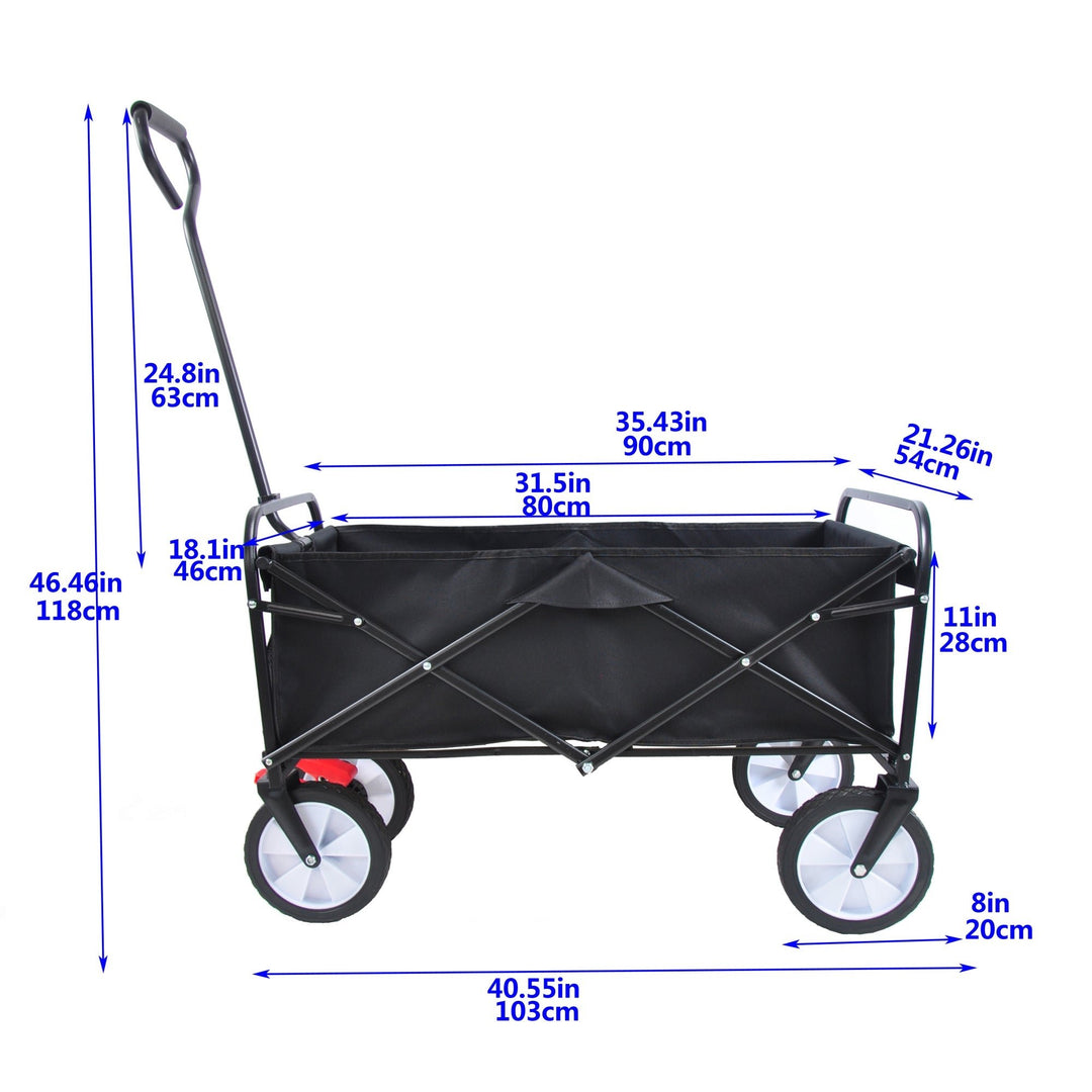 Folding Garden Wagon Cart for Shopping, Beach and Outdoor Use - Lightweight Portable Collapsible Cart (Black) Image 11