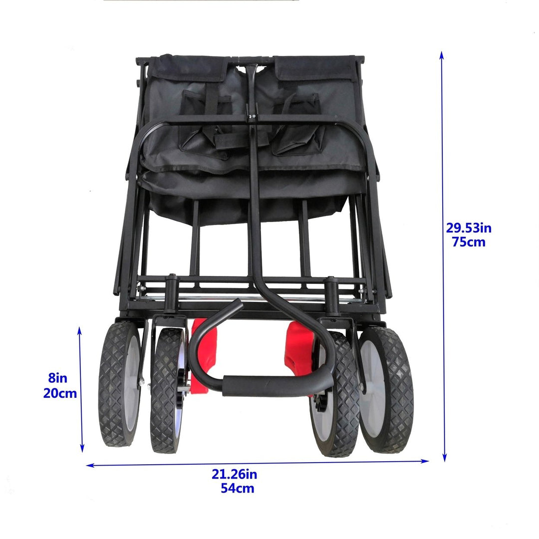 Folding Garden Wagon Cart for Shopping, Beach and Outdoor Use - Lightweight Portable Collapsible Cart (Black) Image 12