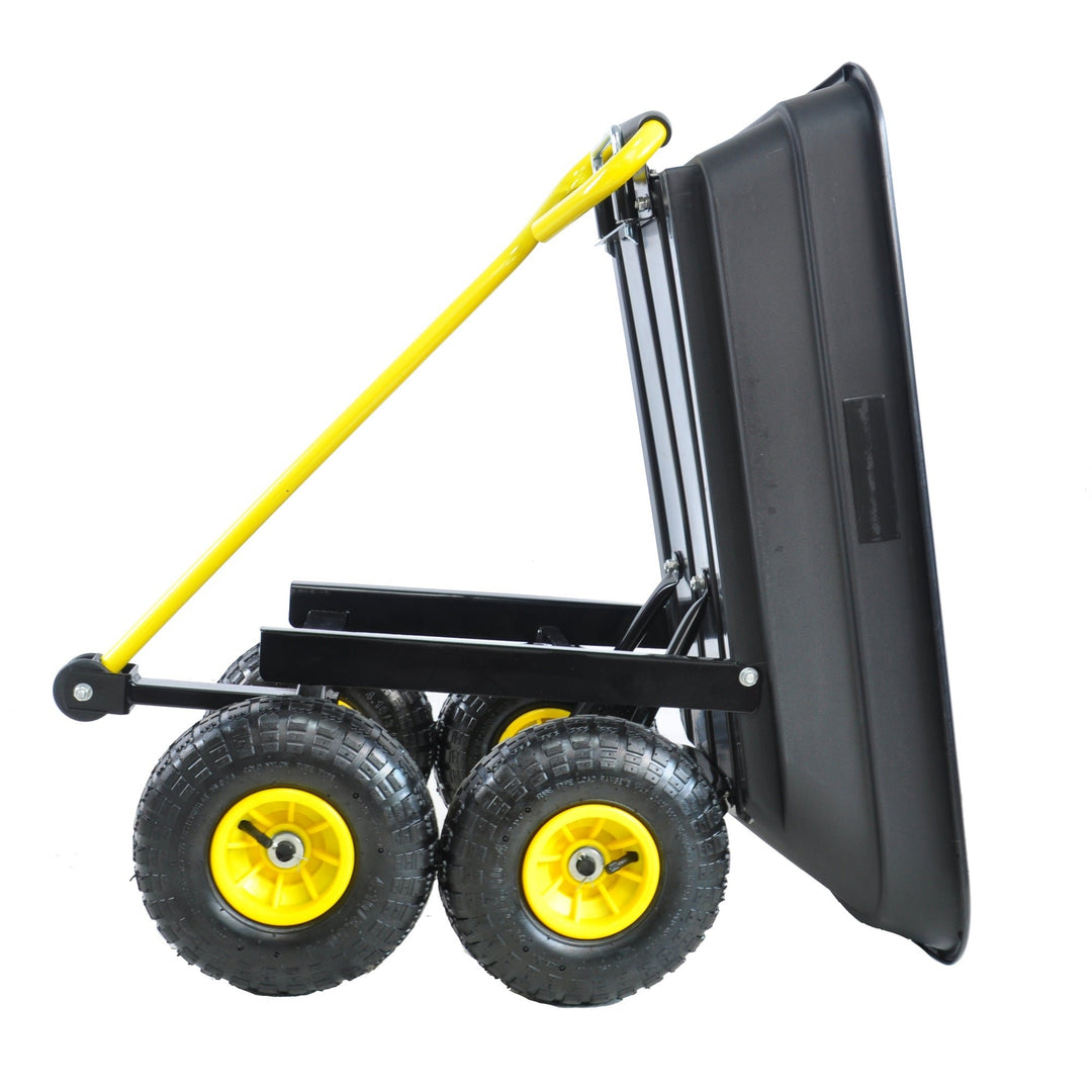 Folding Poly Garden Dump Truck - 10 Pneumatic Tires, 300 lb Capacity, Steel Frame, 55L Capacity, Black Image 9