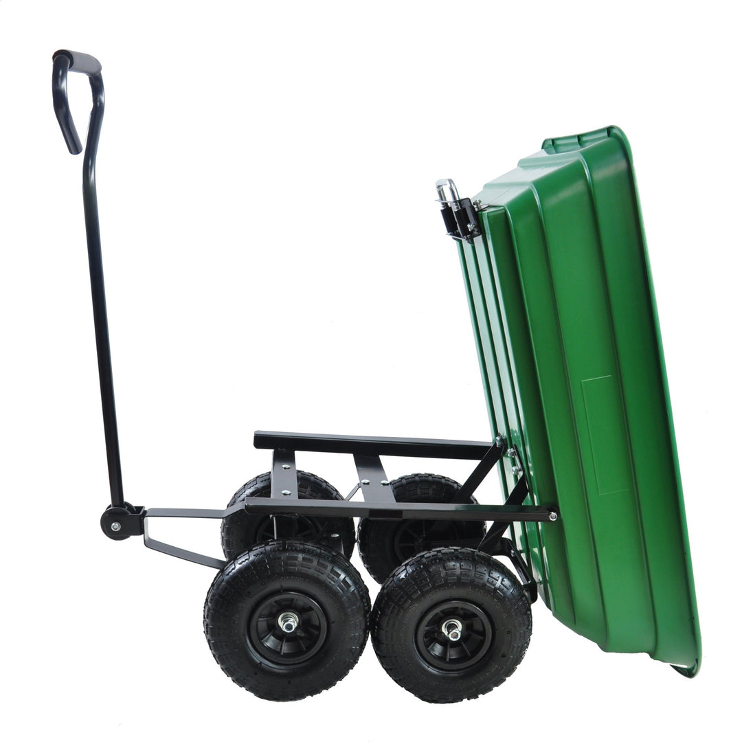 Folding Poly Garden Dump Truck  10 Pneumatic Tires, 300 lb Capacity, 75L Steel Frame Utility Cart Image 4