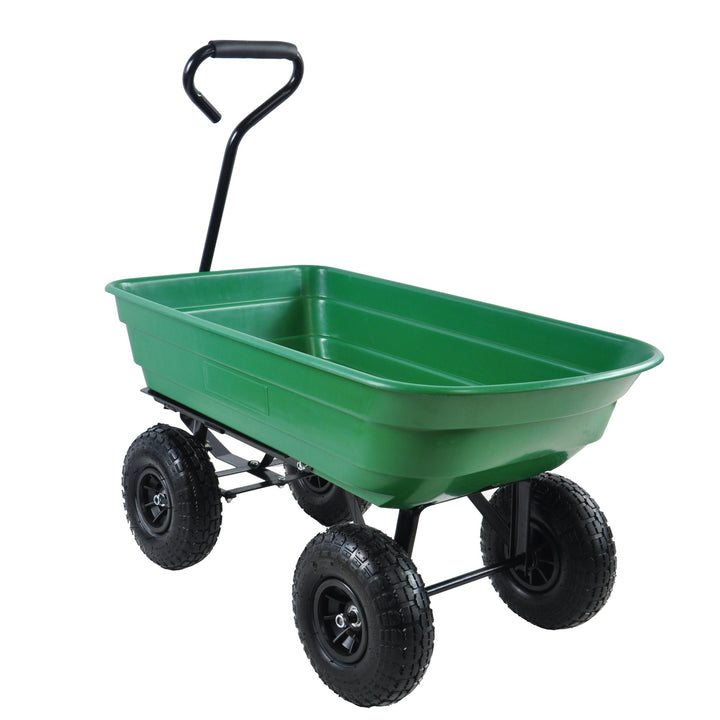 Folding Poly Garden Dump Truck  10 Pneumatic Tires, 300 lb Capacity, 75L Steel Frame Utility Cart Image 6