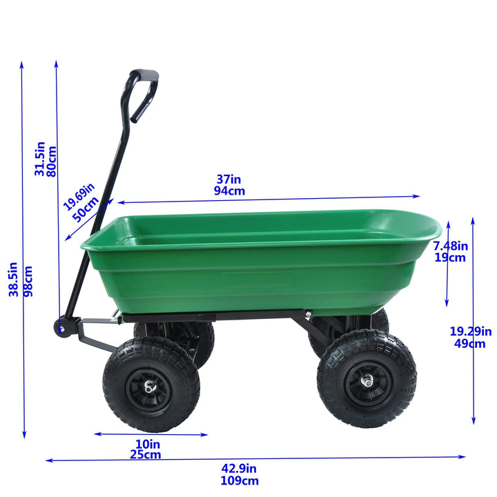 Folding Poly Garden Dump Truck  10 Pneumatic Tires, 300 lb Capacity, 75L Steel Frame Utility Cart Image 11