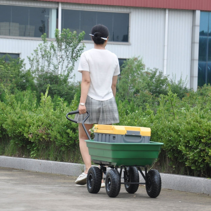 Folding Poly Garden Dump Truck  10 Pneumatic Tires, 300 lb Capacity, 75L Steel Frame Utility Cart Image 12