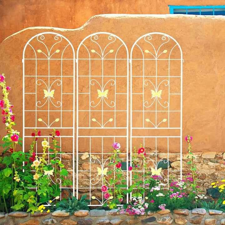 Expandable Metal Garden Trellises 4 Pack 86.7 x 19.7 Inch Rustproof Plant Support for Climbing Vines and Flowers Image 1