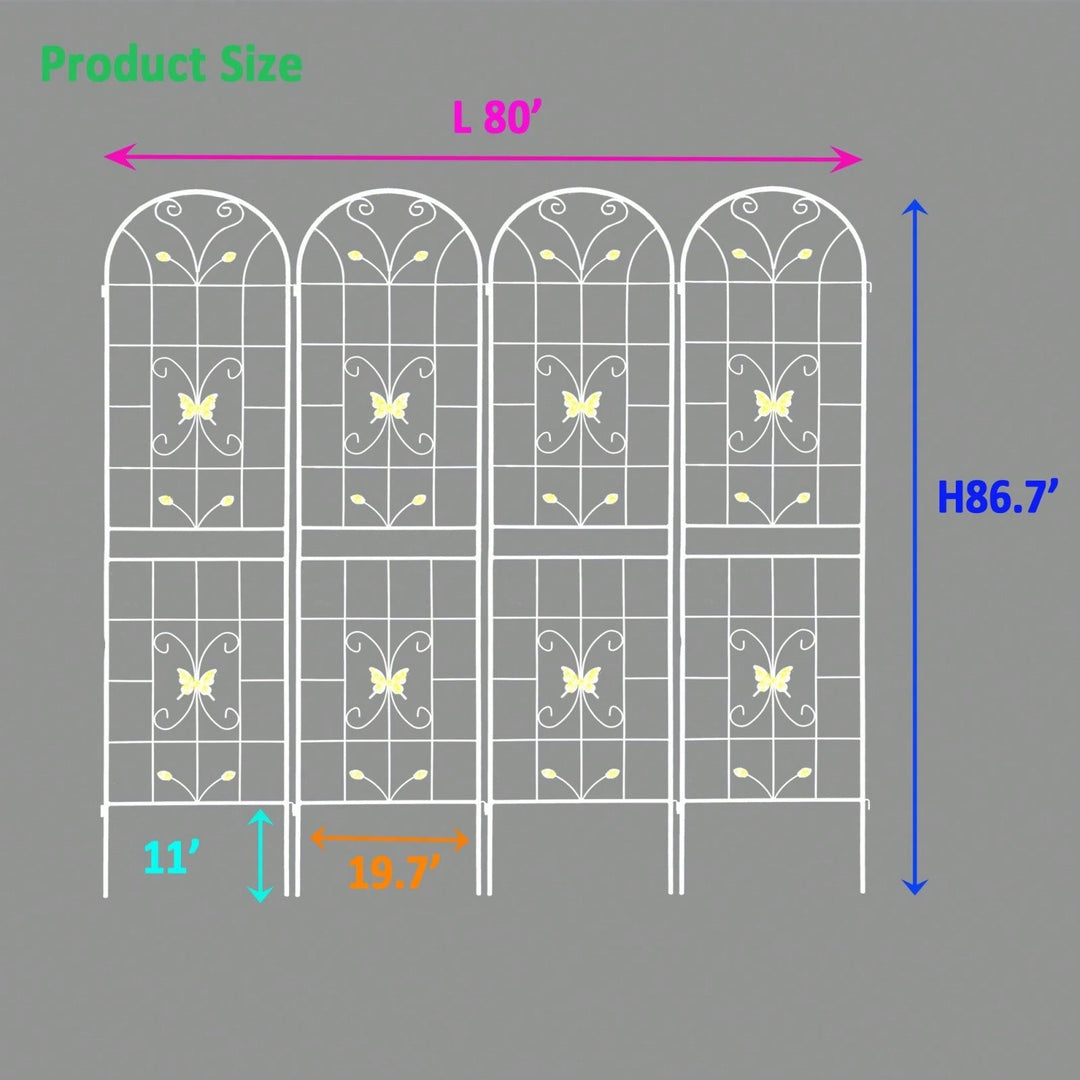 Expandable Metal Garden Trellises 4 Pack 86.7 x 19.7 Inch Rustproof Plant Support for Climbing Vines and Flowers Image 5