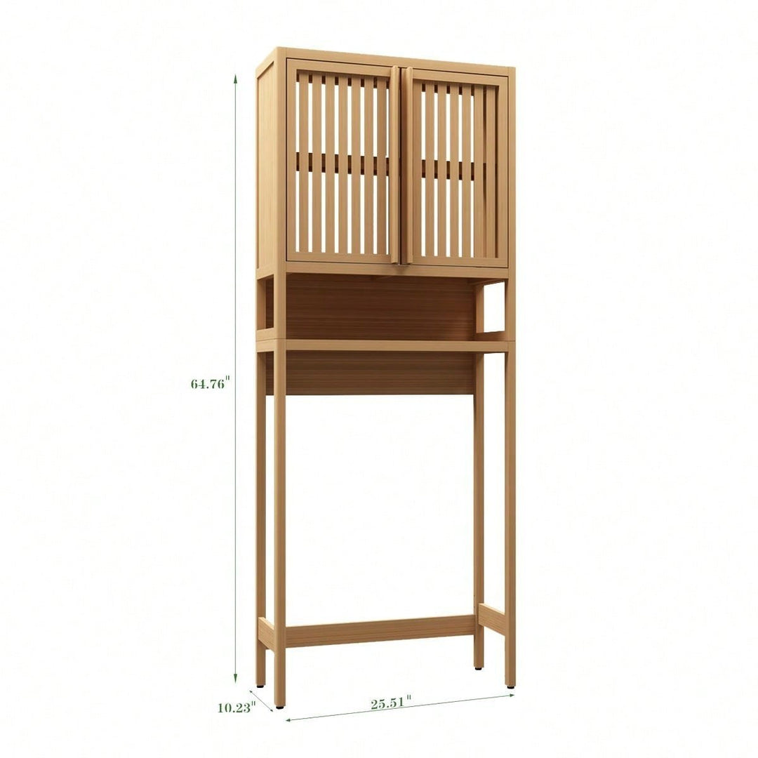 Extra Large Capacity Toilet Storage Rack, Making Full Use Of Bathroom Space, Bamboo Toilet Storage Rack, Open Shelf And Image 4