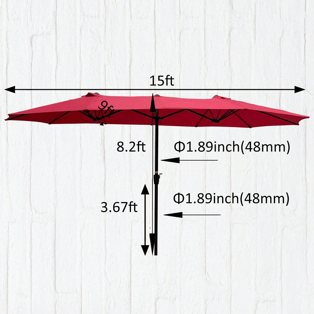 Extra Large 15x9 Feet Double-Sided Patio Umbrella with Crank Waterproof Wind Vents for Garden Deck Pool Shade Image 4