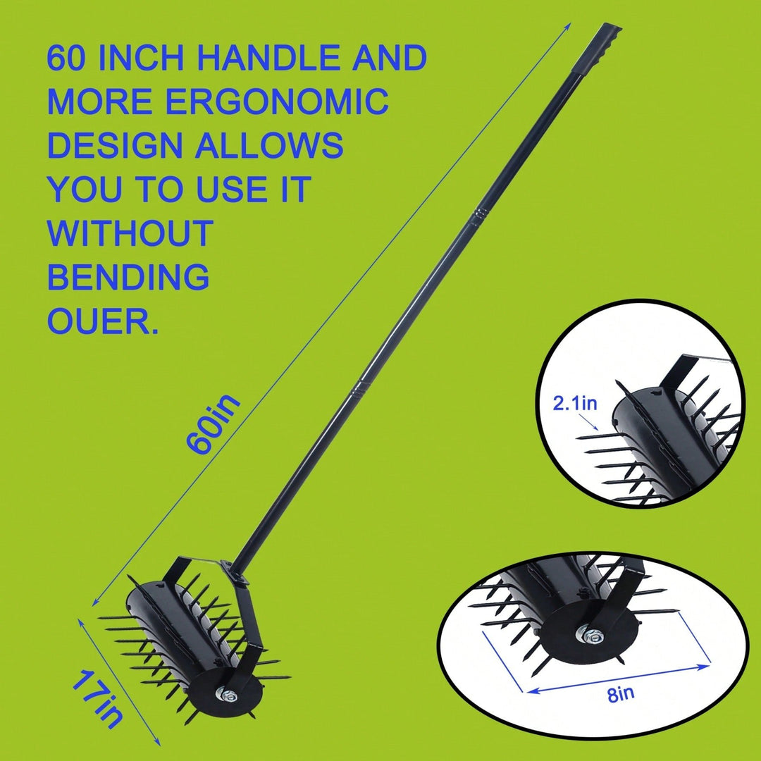 Manual Lawn Aerator with 58 Inch Handle for Enhanced Soil Aeration and Drainage for Healthier Lawns and Gardens Image 5