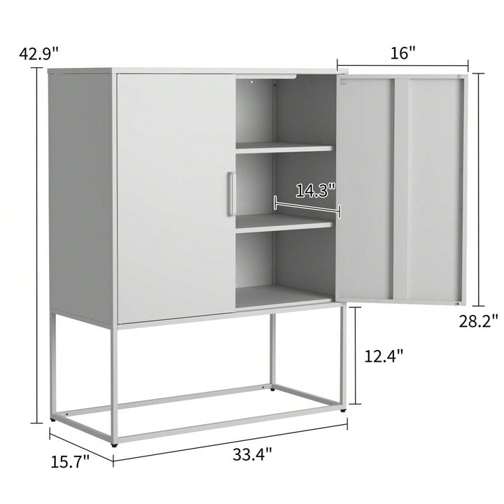 Heavy Duty Metal Storage Cabinet with Adjustable Shelves Magnetic Doors Anti-Tip Design for Home Office Kitchen Bedroom Image 11