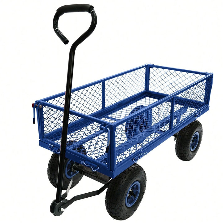 Heavy-Duty 3 Cu. Ft. Utility Wagon With Removable Sides - 300 Lbs. Capacity Steel Mesh Cart For Outdoor Garden Use - Image 3