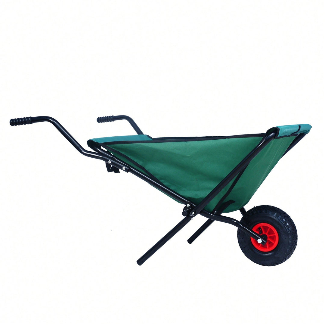 Heavy Duty Collapsible Wheelbarrow 176 Lb Capacity Lightweight Garden Cart with 10 Inch Pneumatic Tire for Yard Work and Image 10