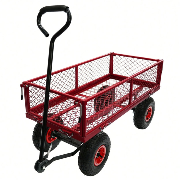 Heavy-Duty 3 Cu. Ft. Utility Wagon With Removable Sides - 300 Lbs. Capacity Steel Mesh Cart For Outdoor Garden Use - Image 5